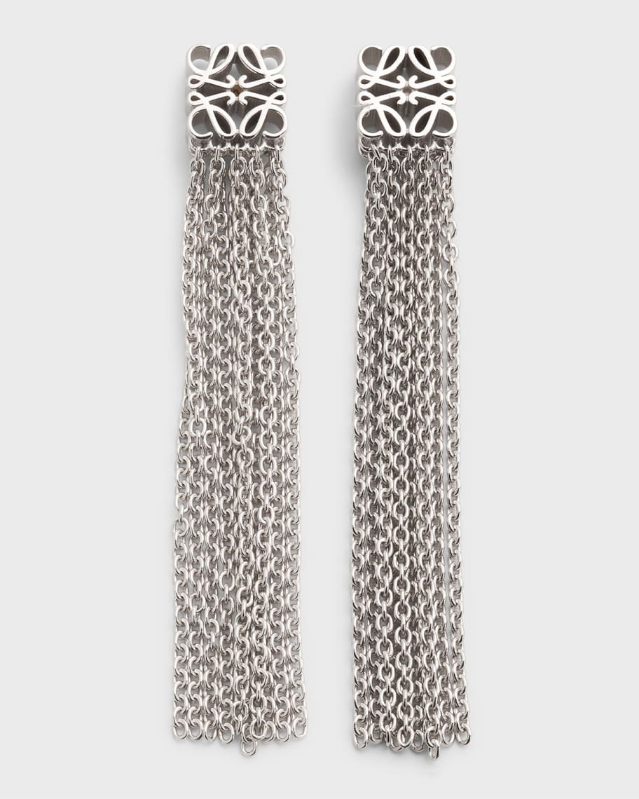 Loewe Anagram Fringe Earrings in Sterling Silver | Neiman Marcus