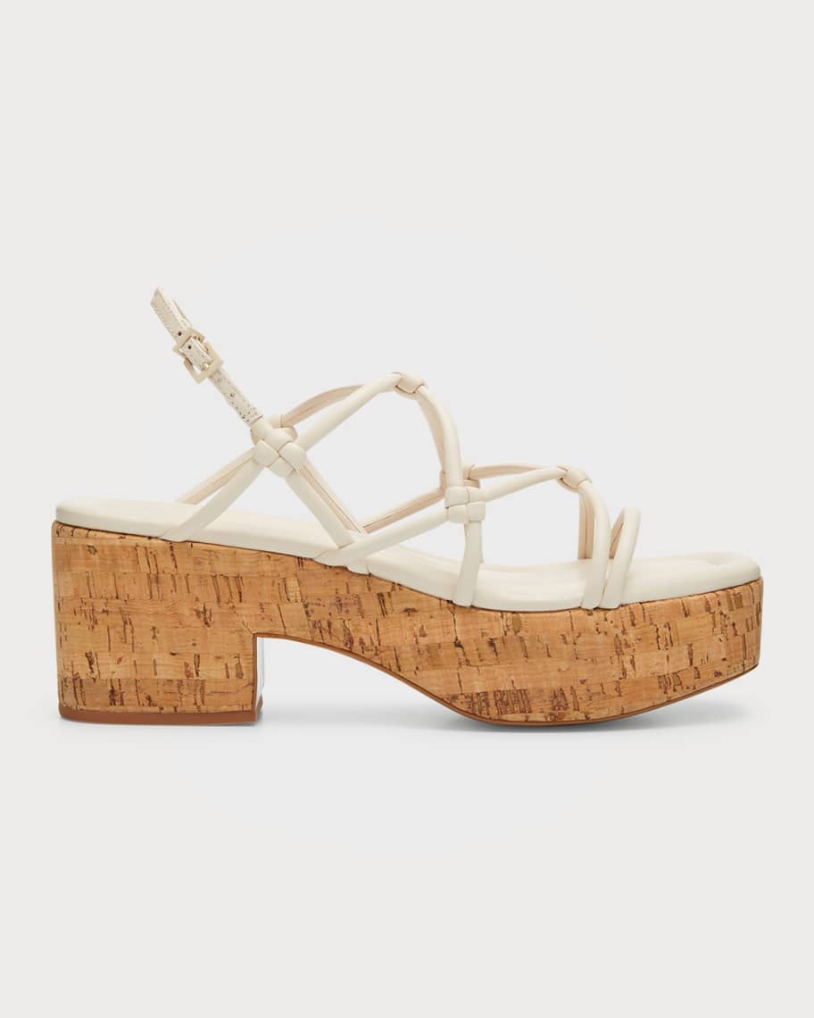 Image 1 of 6: Camille Knotted Leather Platform Sandals