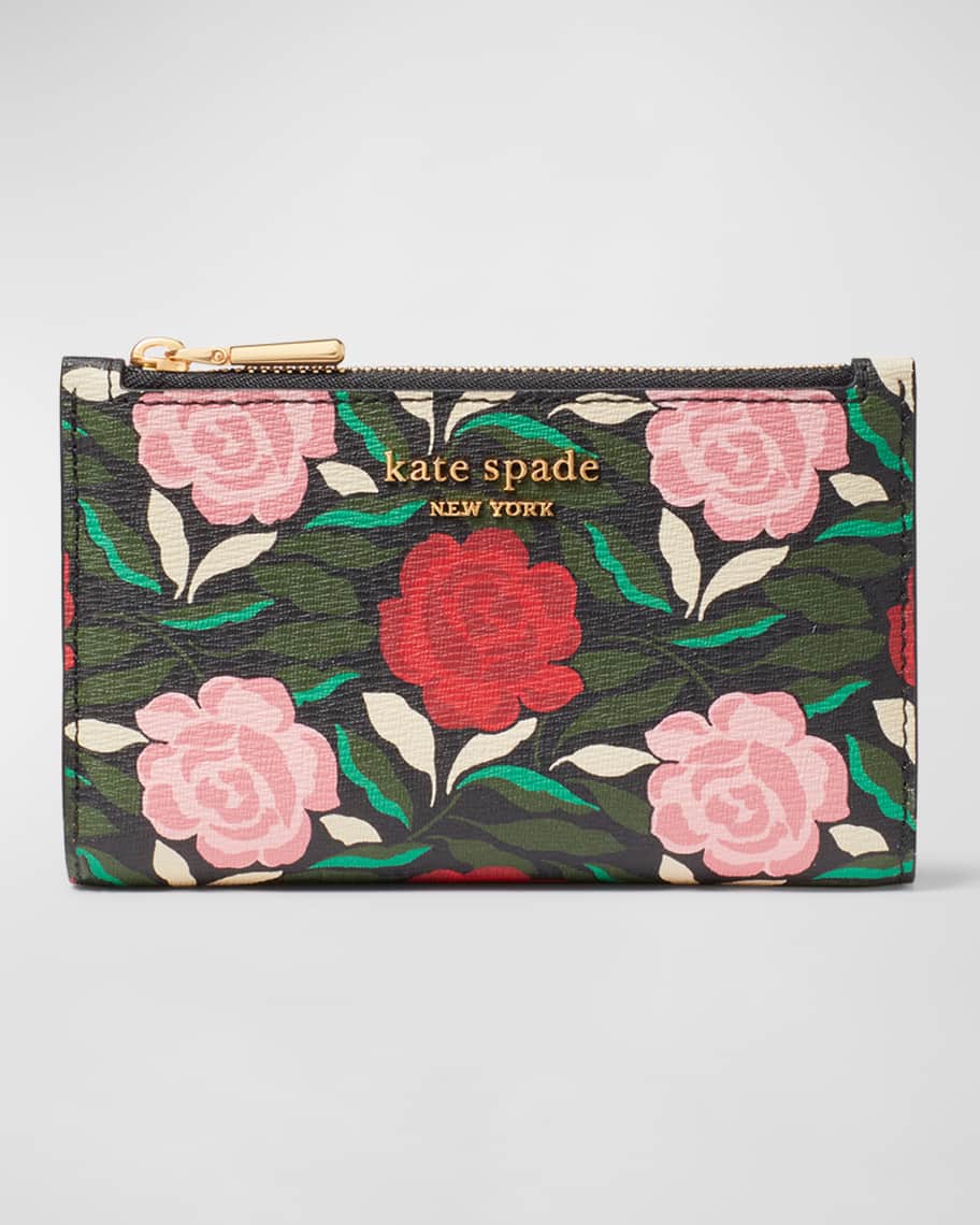 kate spade new york flower bifold wallet w/ wristlet strap