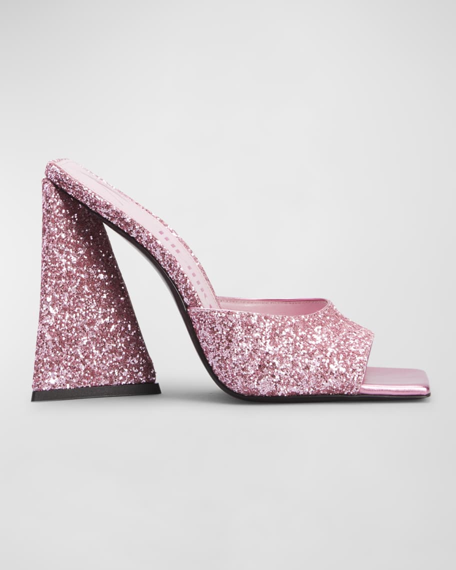 The Attico Devon 115mm Glitter Mule Sandals | Neiman Marcus