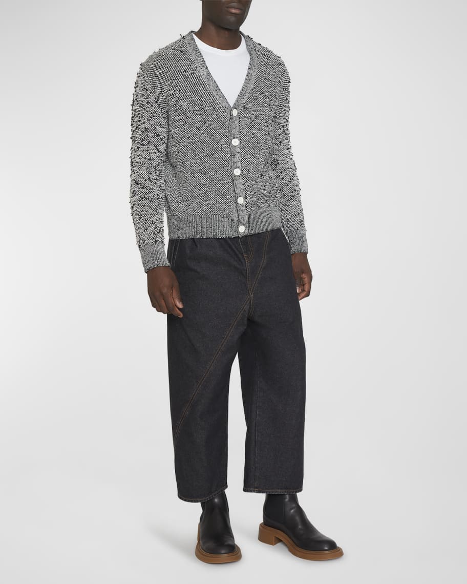 Loewe Men's Anagram Mouline Cardigan | Neiman Marcus