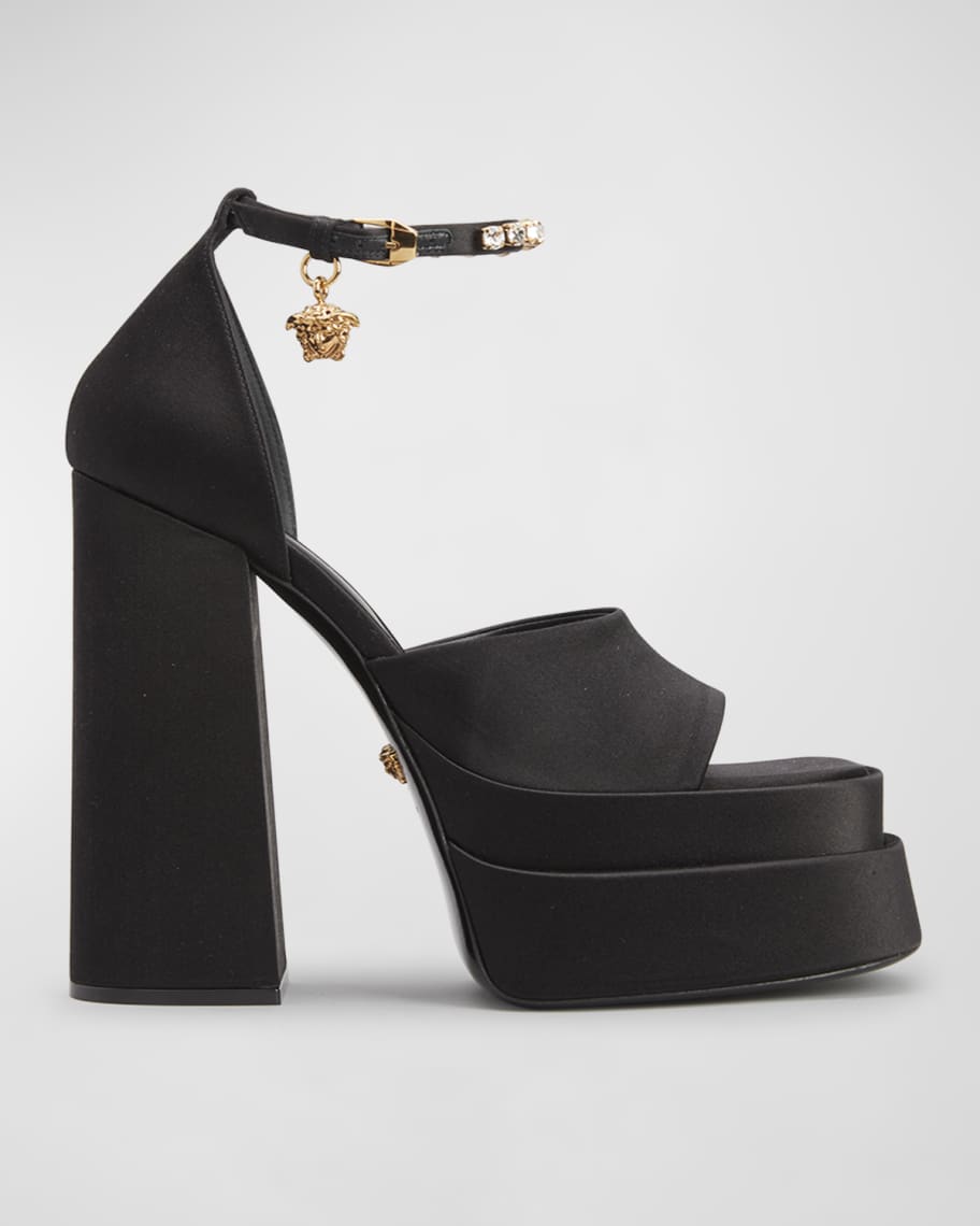 Versace Medusa Crystal Ankle-Strap Platform Sandals | Neiman Marcus