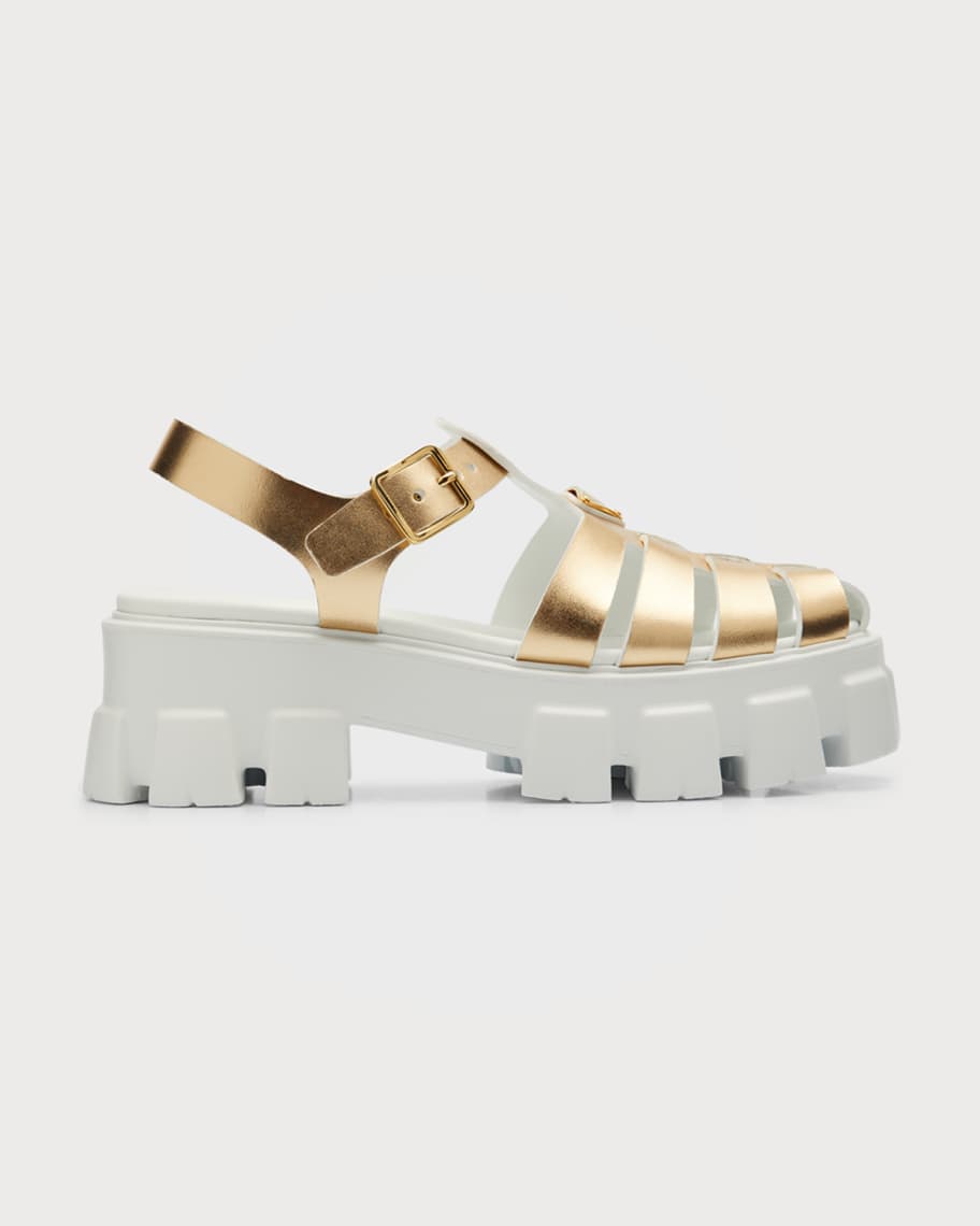 Prada Sandali Metallic Fisherman Sandals | Neiman Marcus