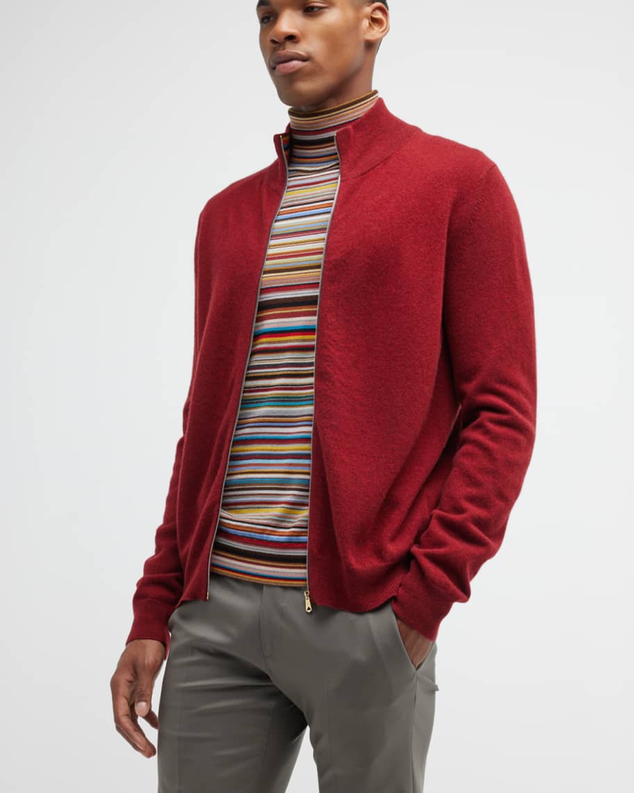 Mens red zipper cardigan on sale