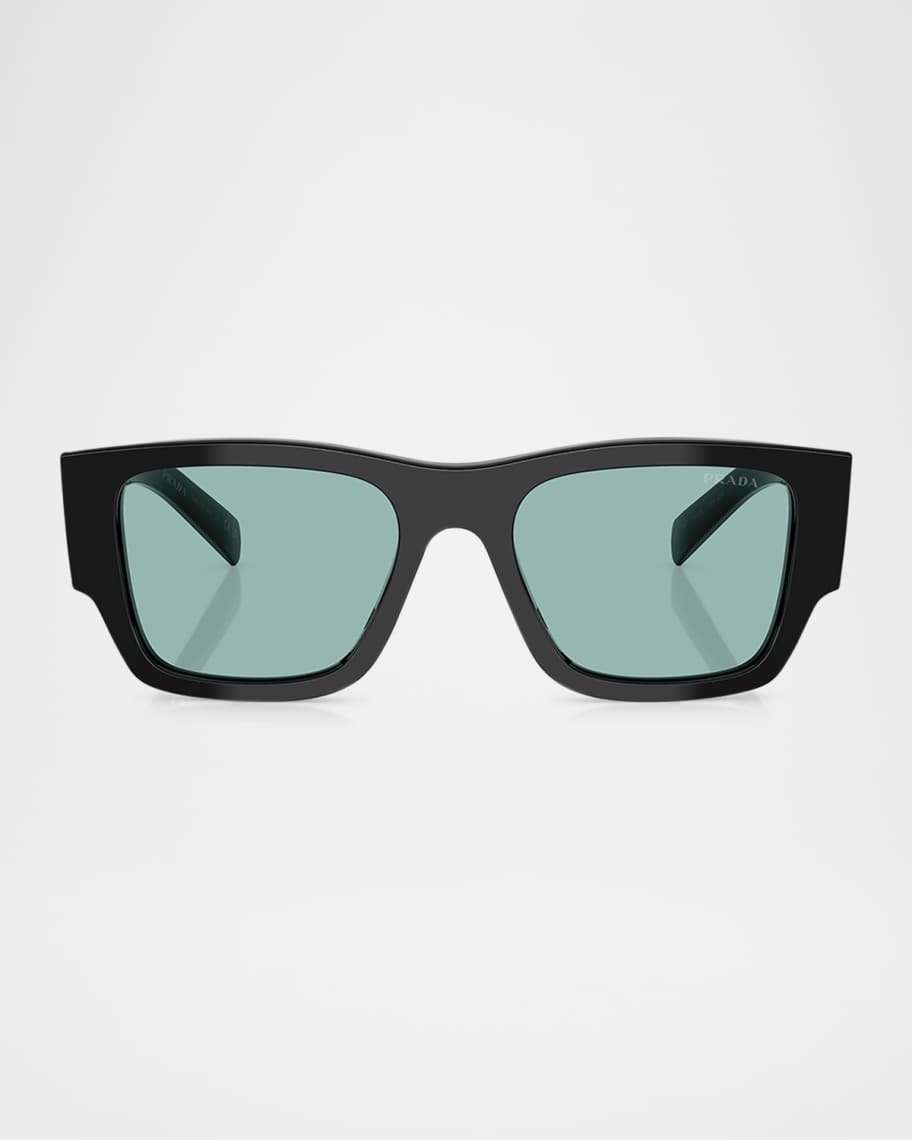 Prada Men's Triangle Logo Bicolor Rectangle Sunglasses