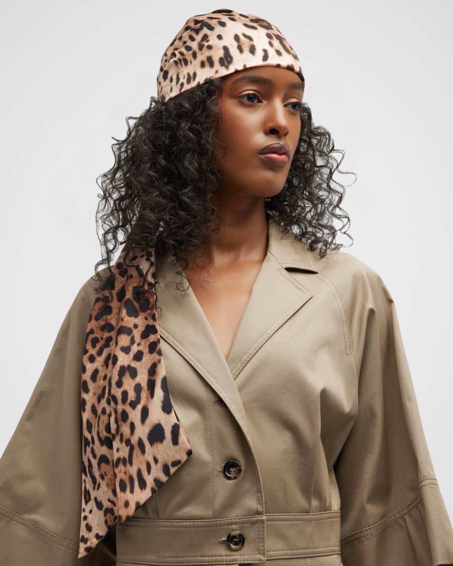 JUNTAE KIM 24aw SCARF NEWSBOY CAP千鳥格子 Eugenia Kim Gigi Leopard-Print Satin Headscarf | Neiman Marcus