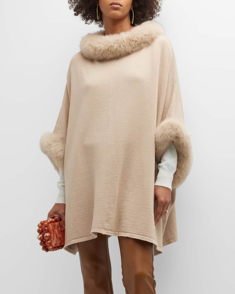 Kelli Kouri Knit Cashmere & Fox Fur Poncho | Neiman Marcus