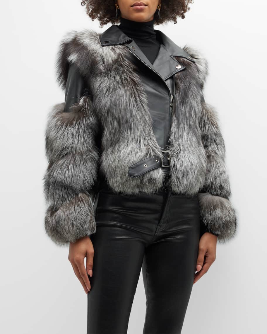 Kelli Kouri Fox Fur & Leather Moto Jacket | Neiman Marcus