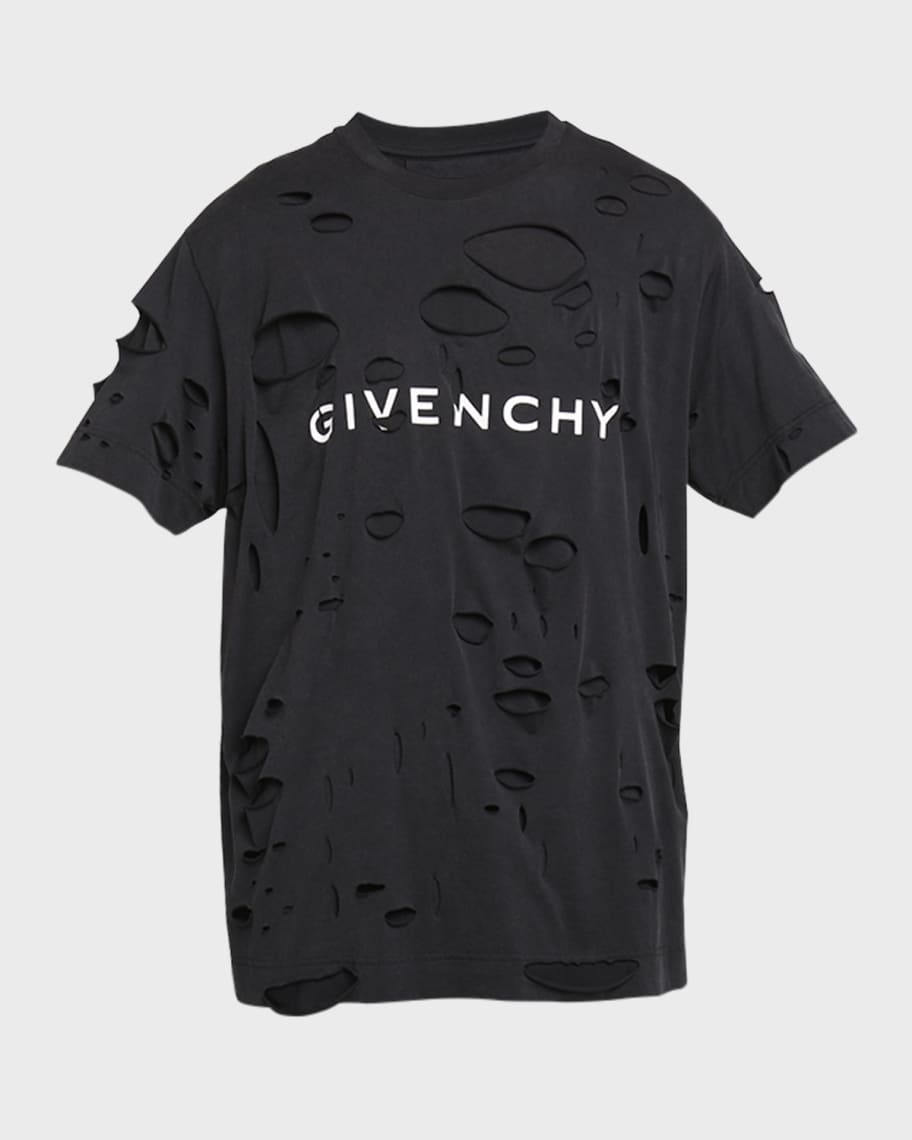 Givenchy Men s Destroyed Double Layer T Shirt Neiman Marcus