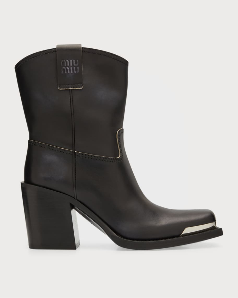 Miu Miu Tronchetti Calfskin Western Booties Neiman Marcus