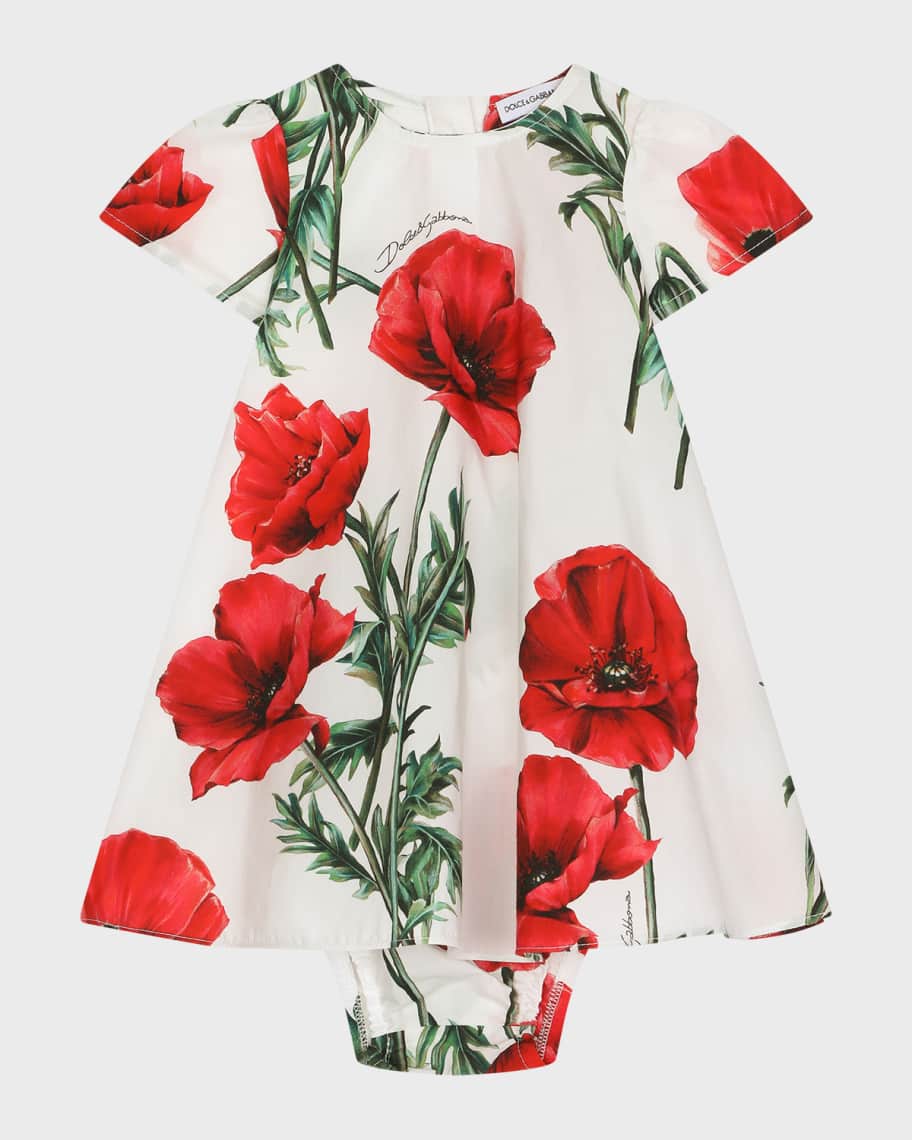 Dolce&Gabbana Girl's PoppyPrint Dress W/ Bloomers, Size 12M30M