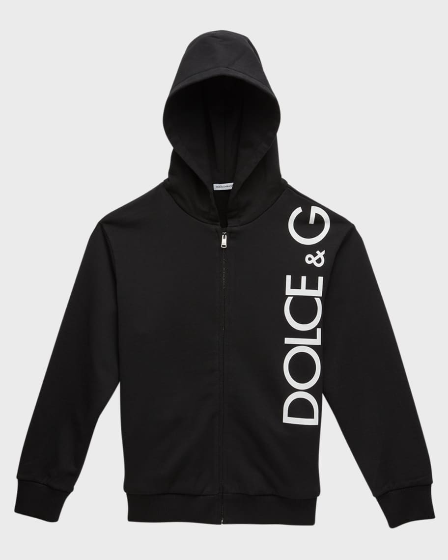 Dolce & Gabbana Boys Flock Logo Hoodie in Black