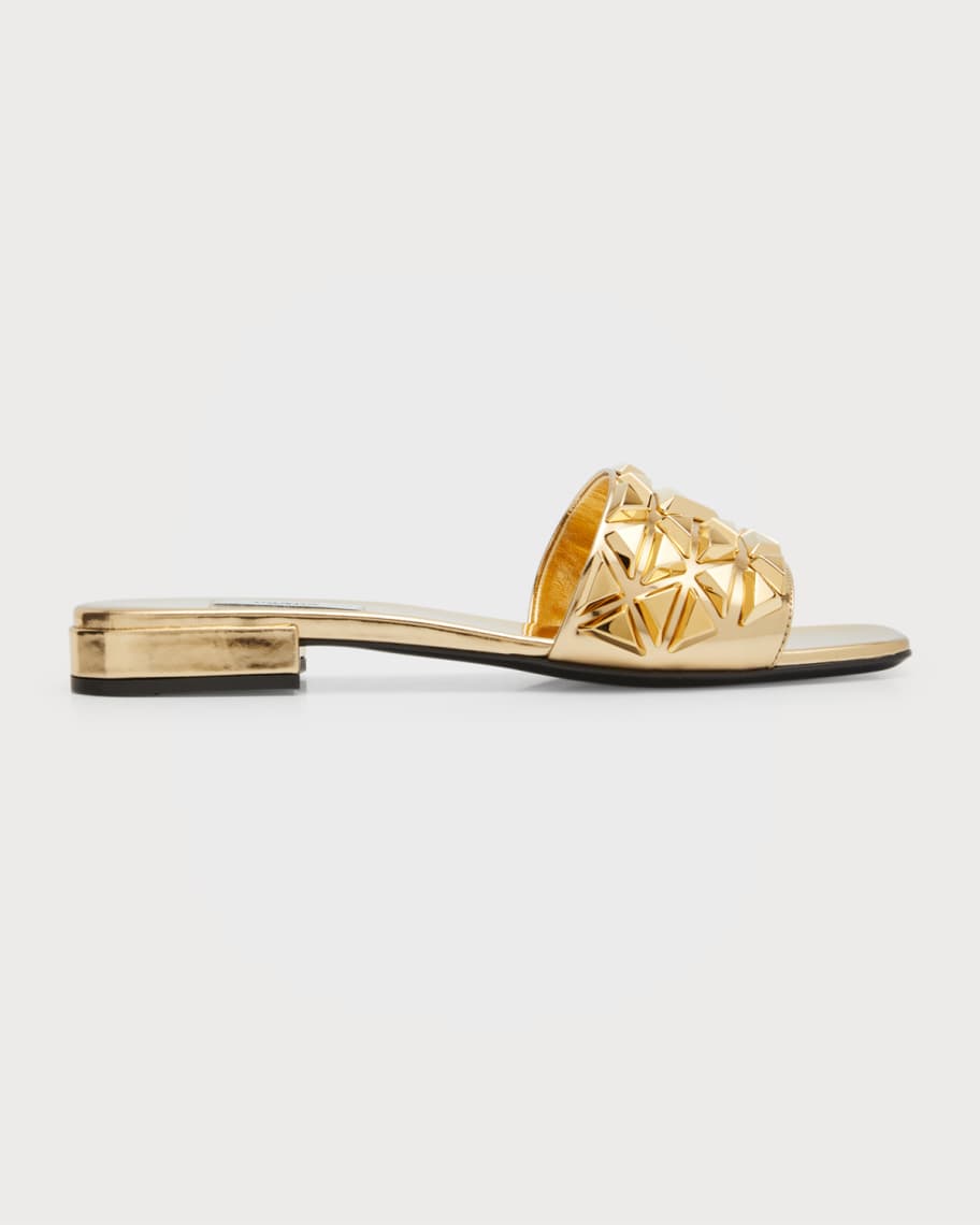 Prada Ciabatte Metallic Stud Flat Sandals | Neiman Marcus