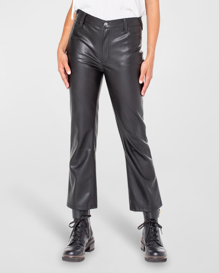 Serra by Joie Rucker Indra High Rise Crop Flared Vegan Leather Jeans | Neiman Marcus