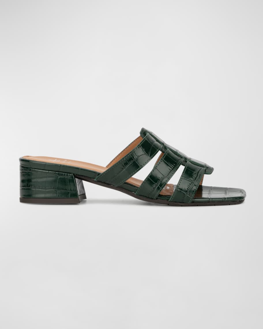 Aquatalia Harla Croco Caged Mule Sandals | Neiman Marcus