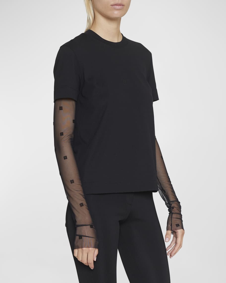 Givenchy 4G Tulle Long-Sleeve T-Shirt | Neiman Marcus