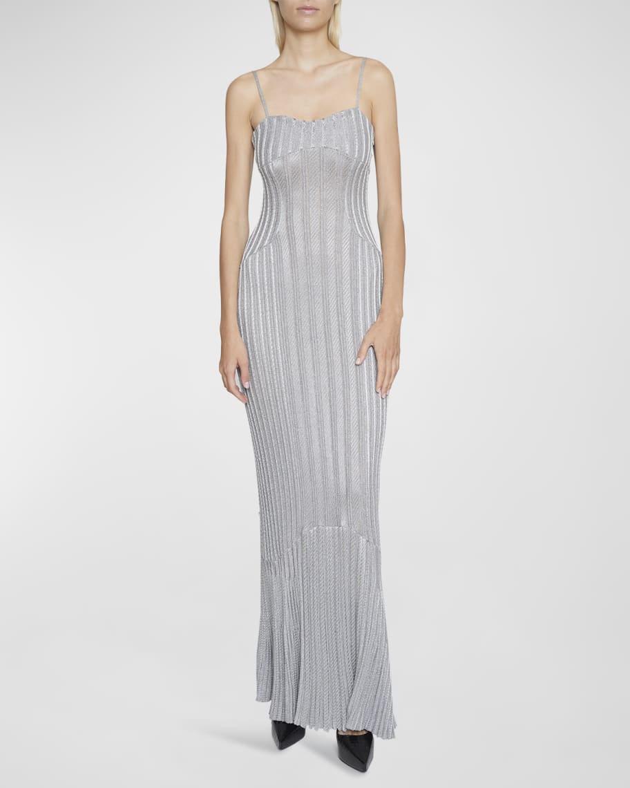 Givenchy Metallic 4G Cable Knit Maxi Dress | Neiman Marcus