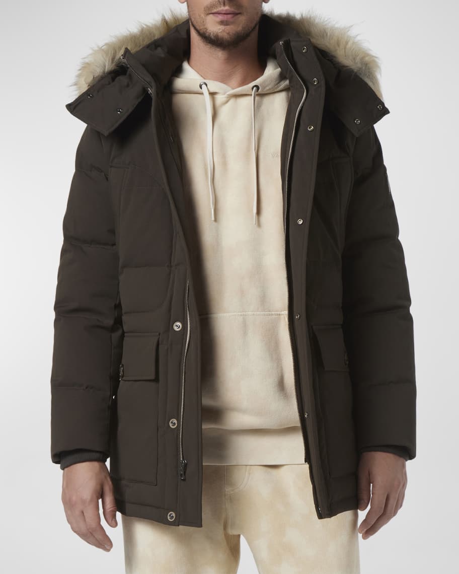 Andrew Marc Men s Olmstead Puffer Jacket w Faux Coyote Fur