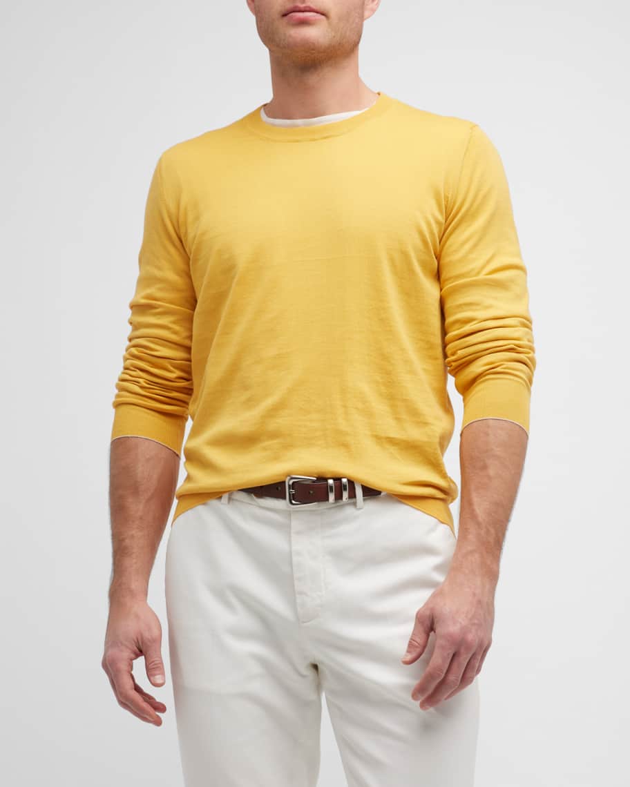Brunello Cucinelli Men's Cotton Crewneck Sweater | Neiman Marcus