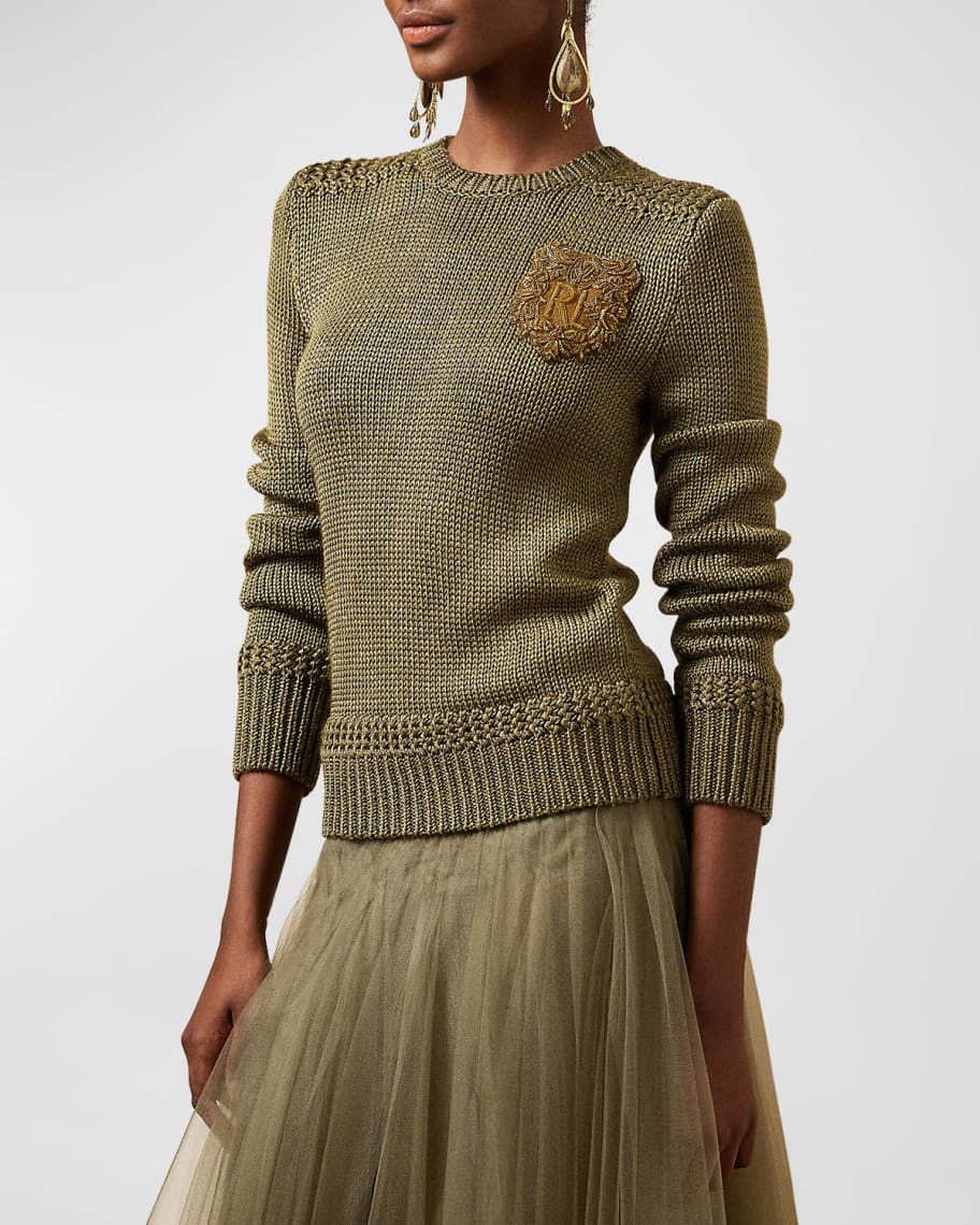 Louis Vuitton Brown Lurex Knit Contrast Suede Shoulder Patch