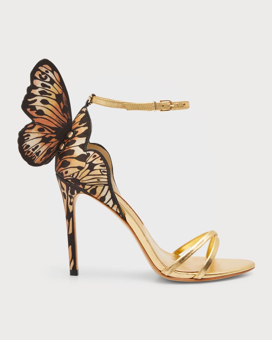 Sophia Webster Chiara Butterfly Metallic Ankle-Strap Stiletto