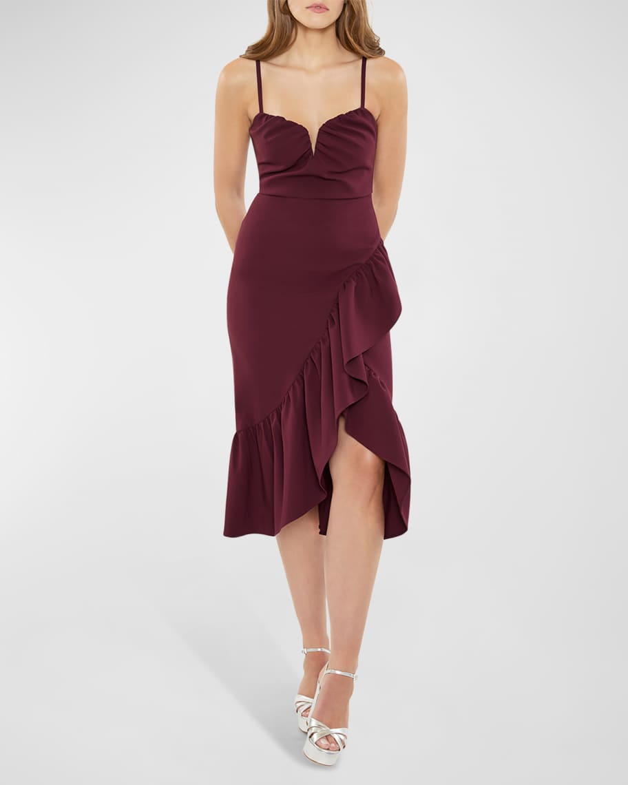 Lipsy petite ruffle detail diamanté trim midi dress best sale