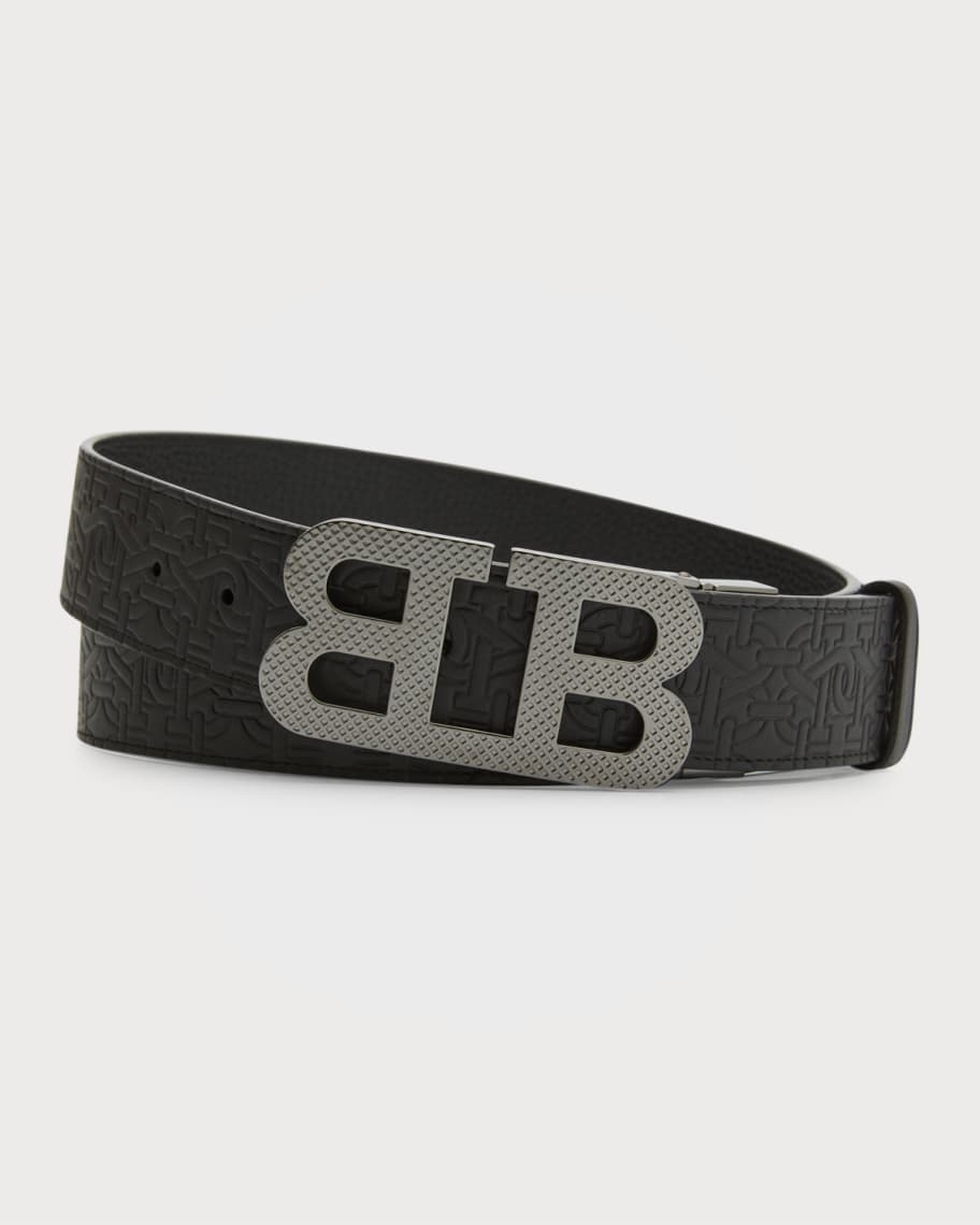 BALLY - Mirror B Buckle Fabric & Leather Reversible Belt - 42W