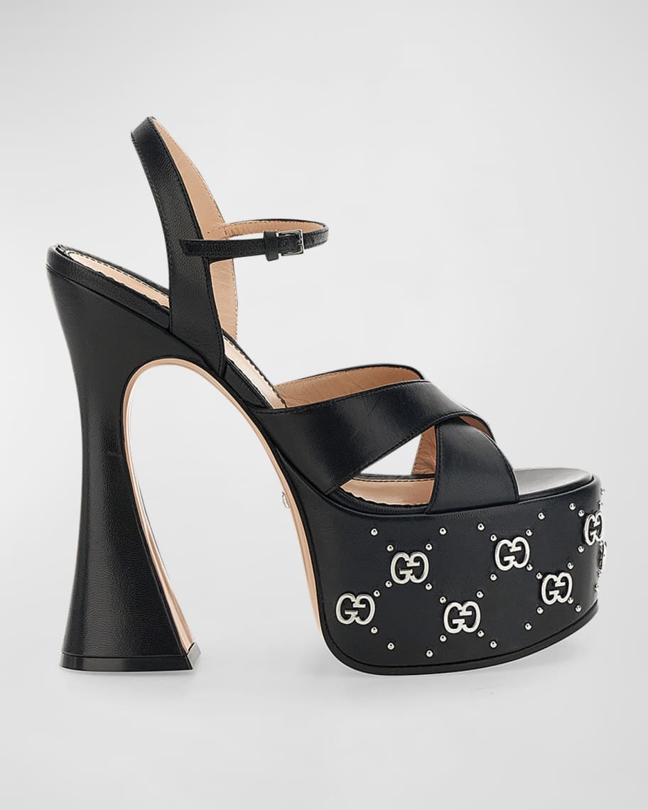 Gucci Janaya Leather GG Stud Platform Sandals | Neiman Marcus