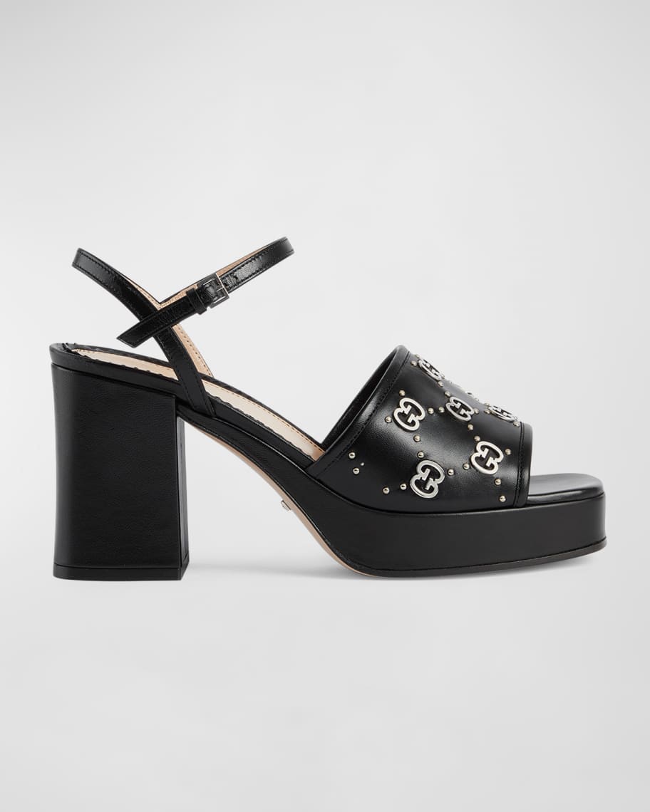Gucci Janaya Leather GG Stud Platform Sandals | Neiman Marcus
