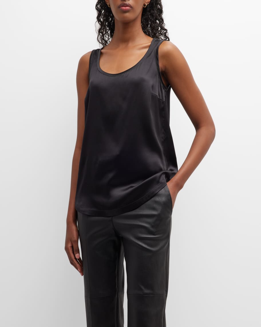 Brunello Cucinelli Women's Stretch Silk Tank Top Black