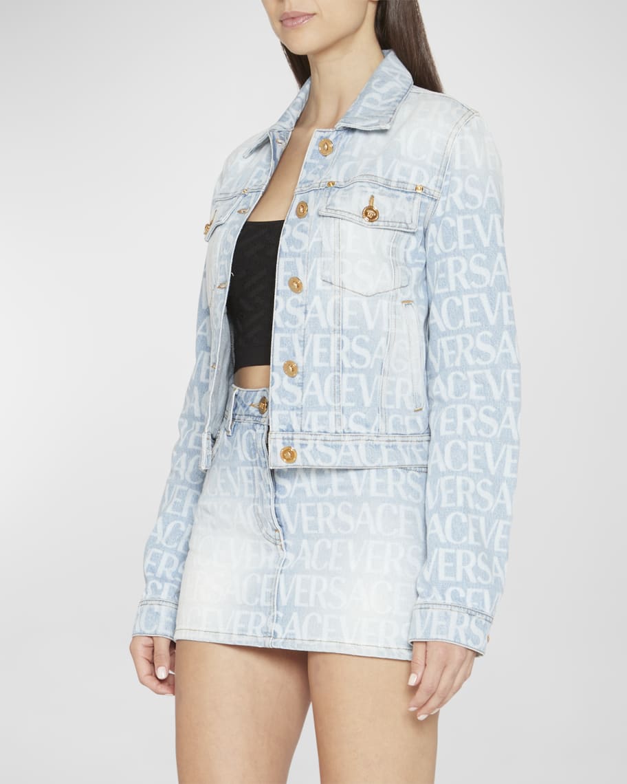 Versace logo denim jacket cheap