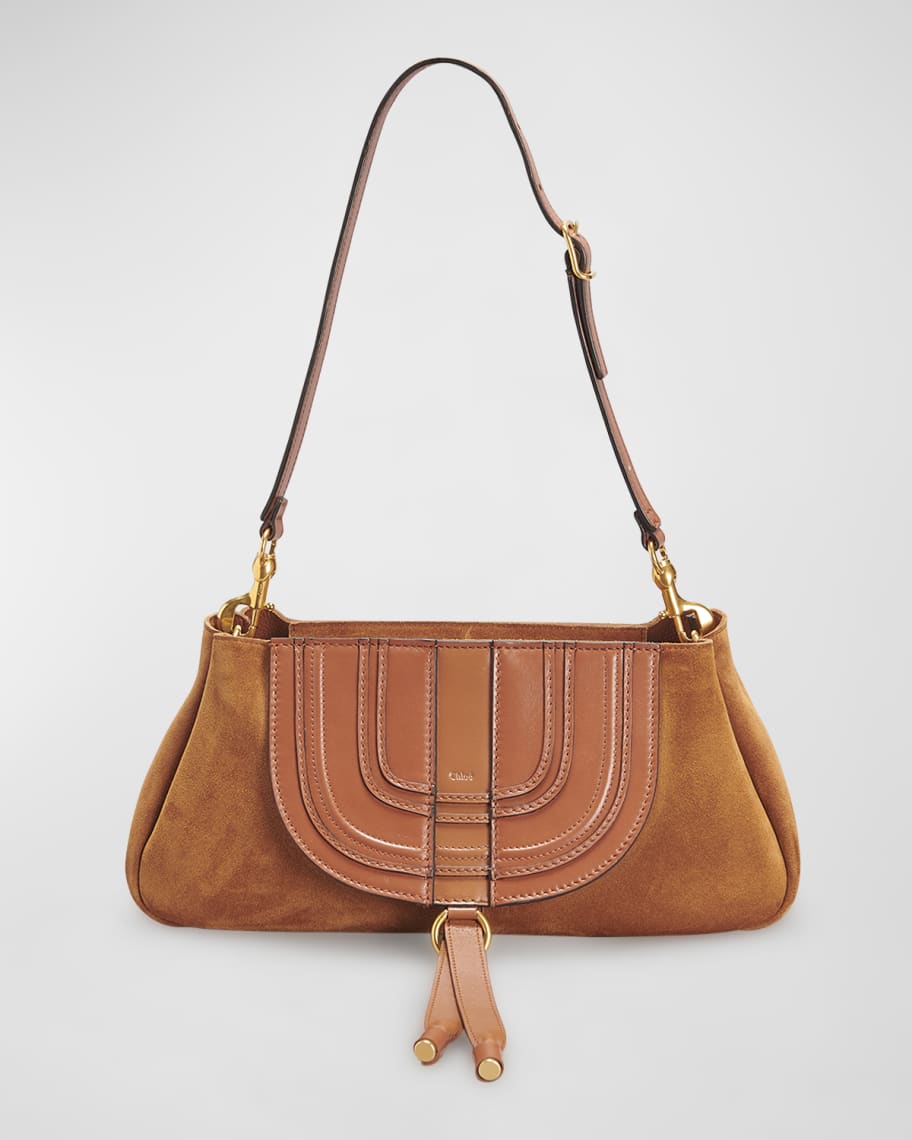 Chloe Marcie Zip Suede & Calfskin Shoulder Bag | Neiman Marcus