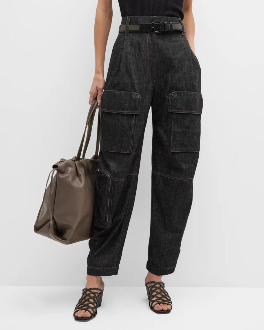 Pantalon Cargo Femme Brunello Cucinelli Monili - Laine Et Cachemire Gris - Taille 4 - Neuf Sans étiquettes
