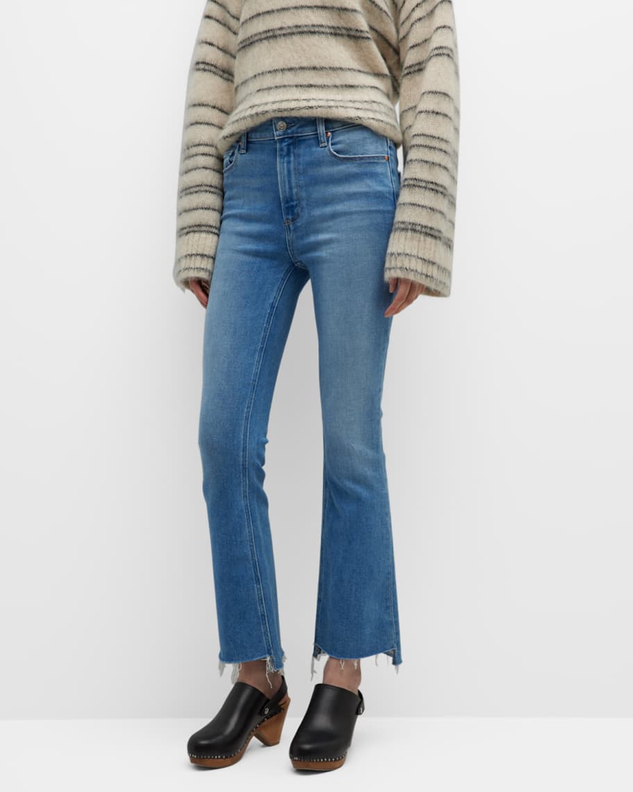 PAIGE Claudine Cropped Flare Raw Hem Jeans Neiman Marcus
