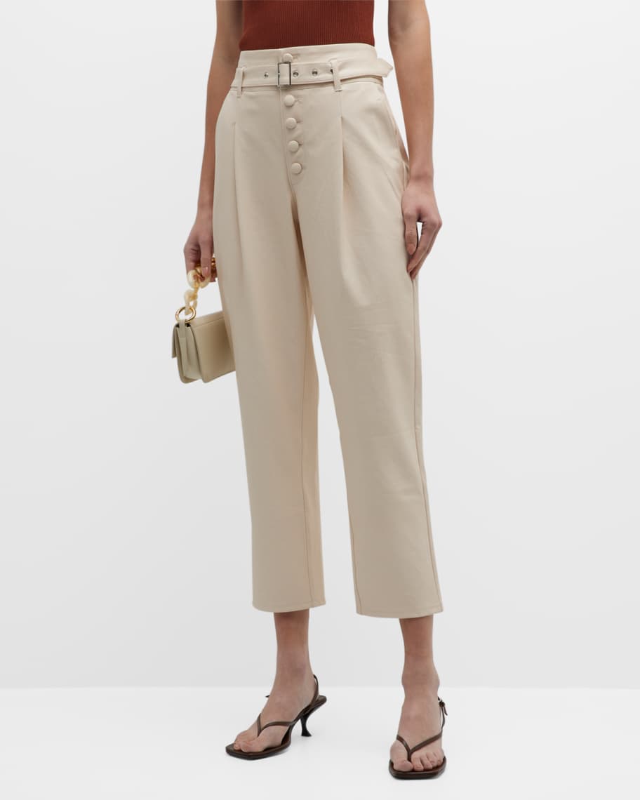PAIGE Maria Cropped Vegan Leather Pants | Neiman Marcus