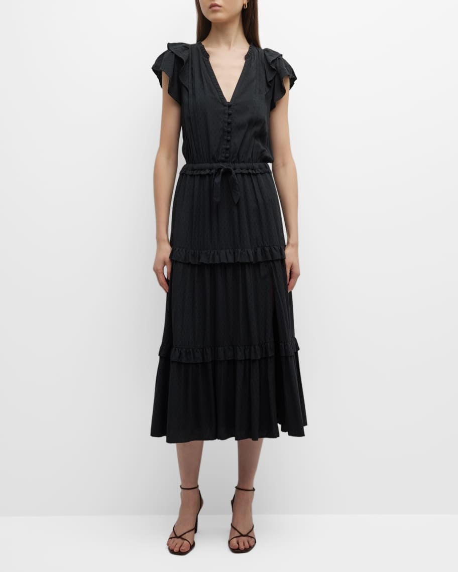 PAIGE Rozlyn Ruffle Midi Dress | Neiman Marcus