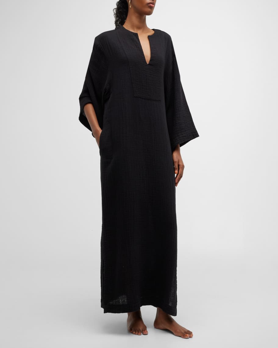 ocean + main SplitNeck Gauze Caftan Neiman Marcus