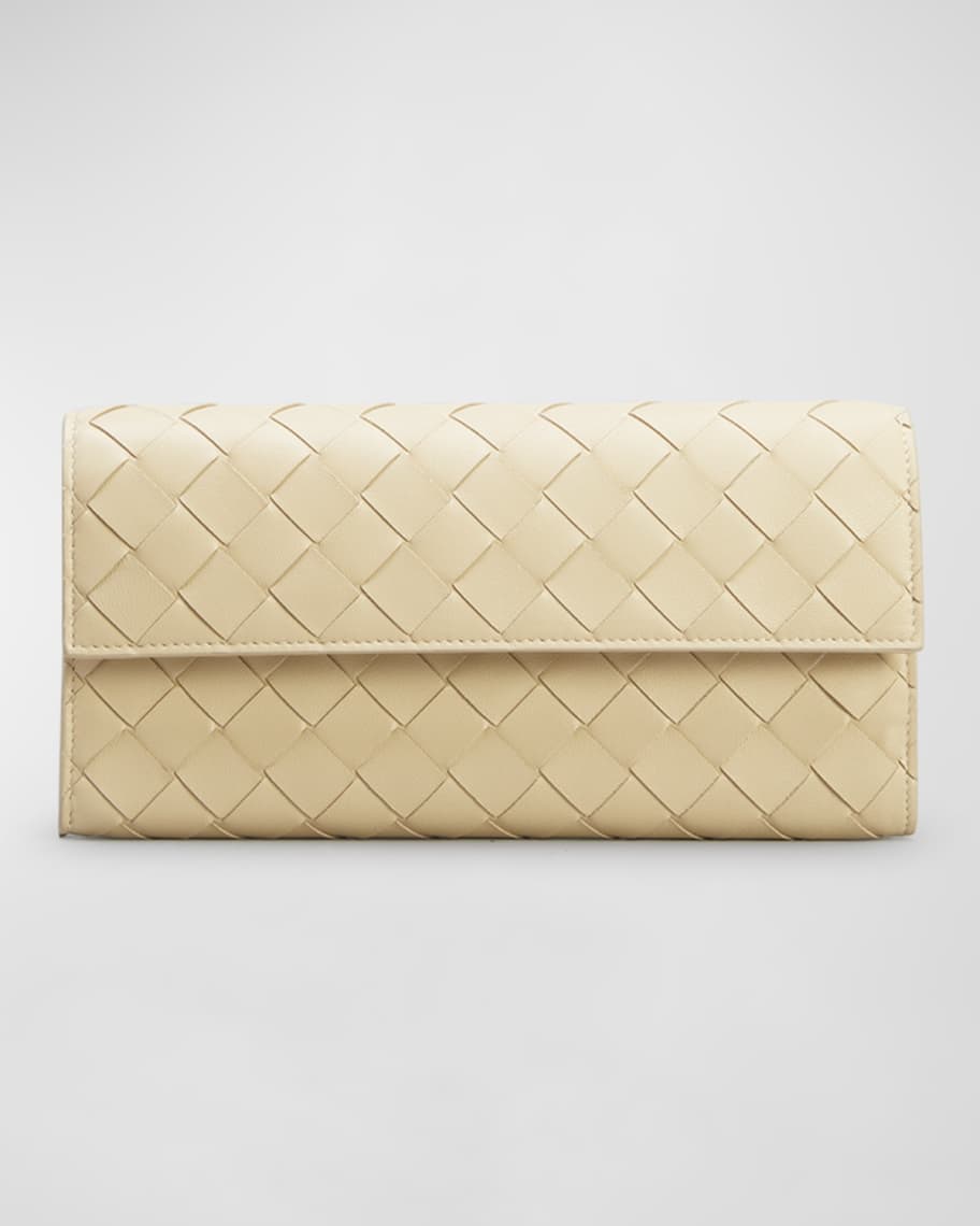 Bottega Veneta Intrecciato Leather Wallet on A Strap Parakeet-Gold