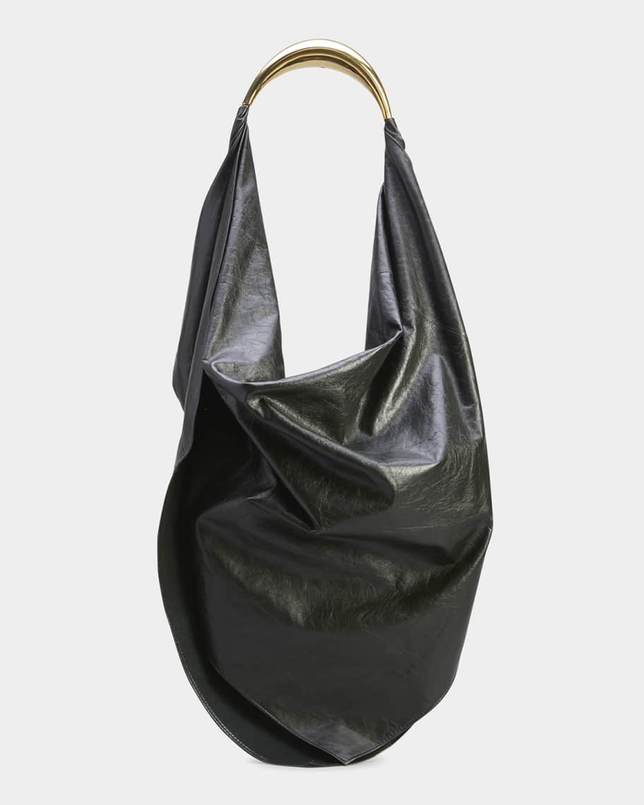Emporio Armani Women's Brushed Leather Hobo Bag - Blue - Hobo Bags