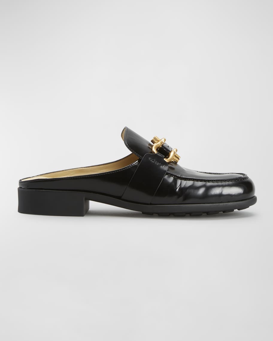 サンダル・ミュール Bottega Veneta Monsieur Shiny Leather Mule Loafers Bottega Veneta Monsieur Calfskin Chain Mule Loafers | Neiman