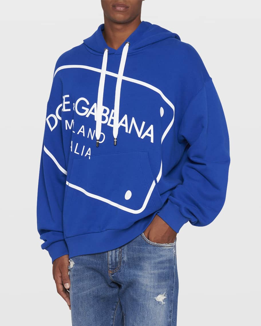 Dolce&Gabbana Men's DG Plaque-Print Hoodie | Neiman Marcus