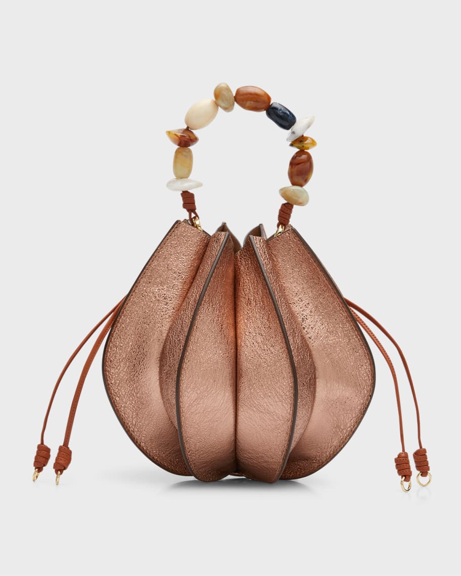 Ulla Johnson Lotus Flower Metallic Pochette Bucket Bag