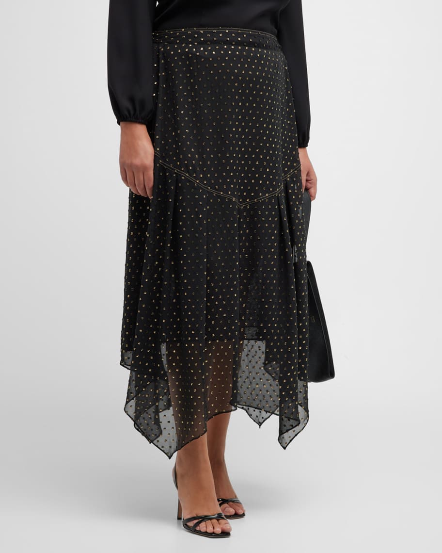 Whitney Morgan Plus Size Handkerchief Swiss Dot Maxi Skirt | Neiman Marcus