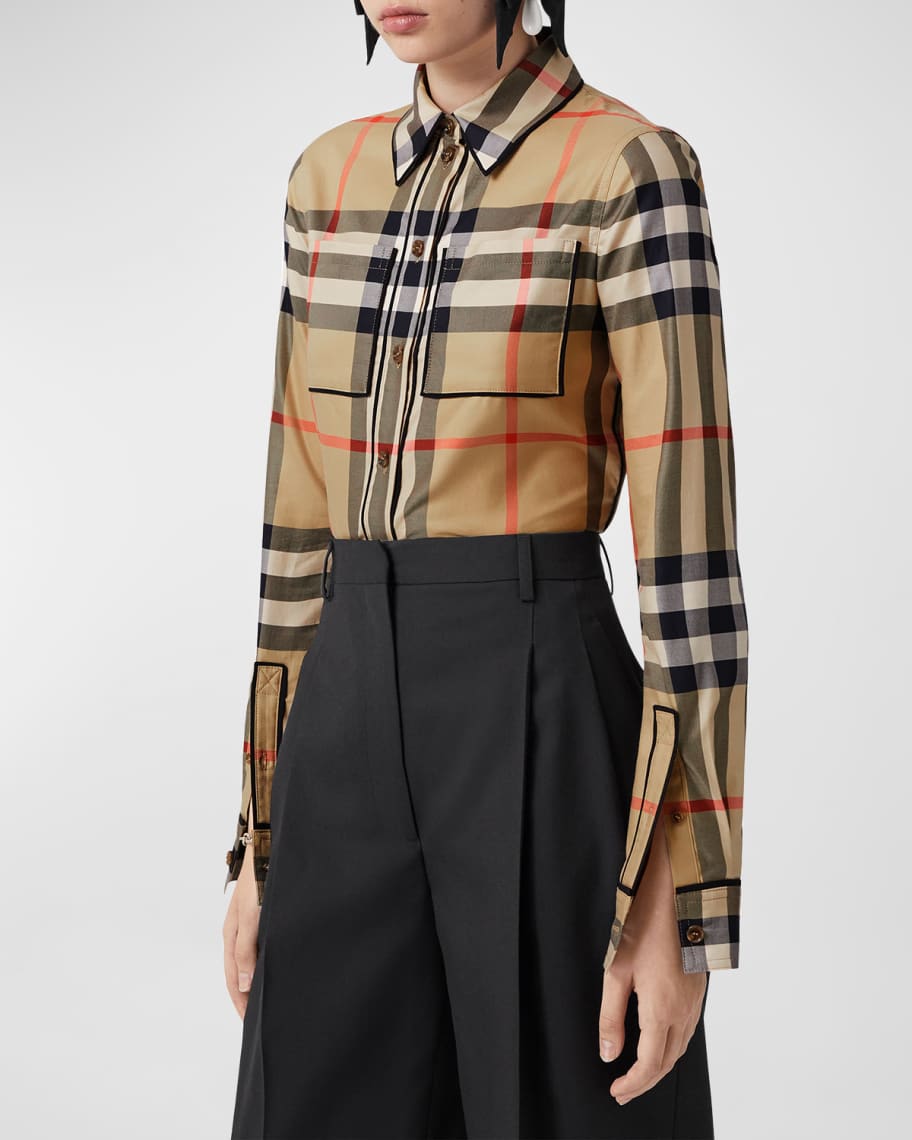 Burberry Nivi Check Piping Collared Shirt | Neiman Marcus