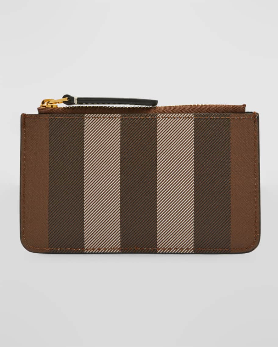 BURBERRY Check and leather zip card case