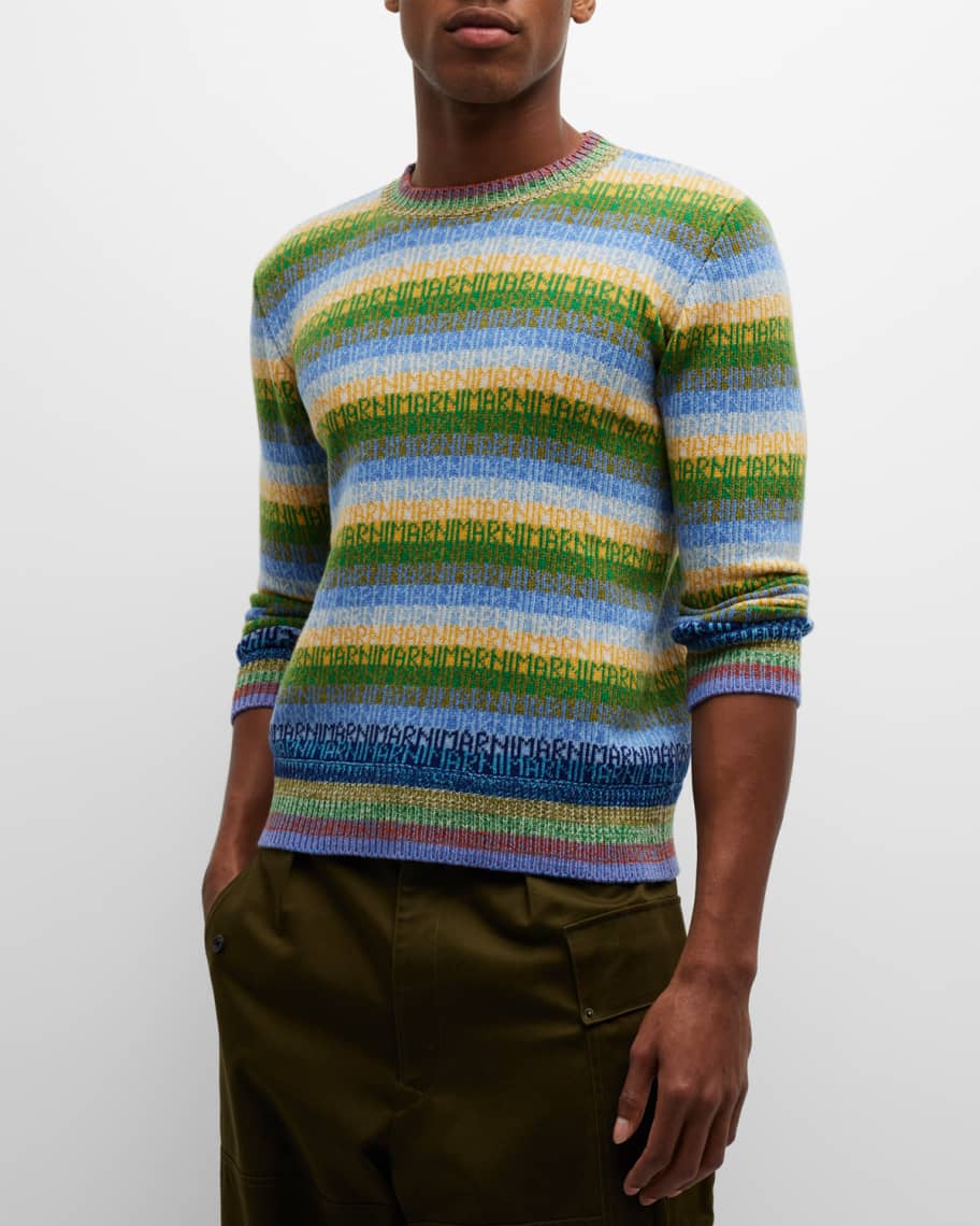 Marni Men s Intarsia Logo Wool Sweater Neiman Marcus