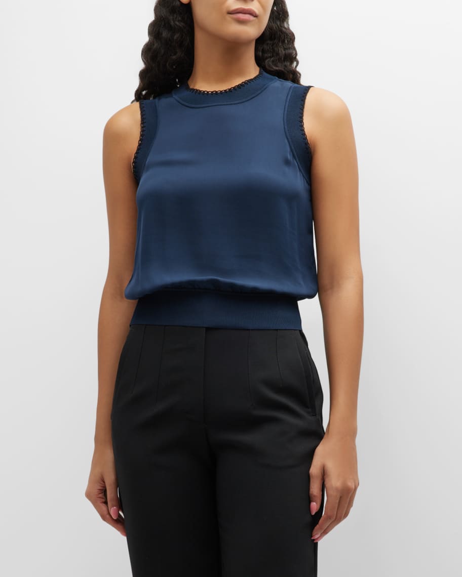 Theory Silk-Blend Combo Shell Top | Neiman Marcus