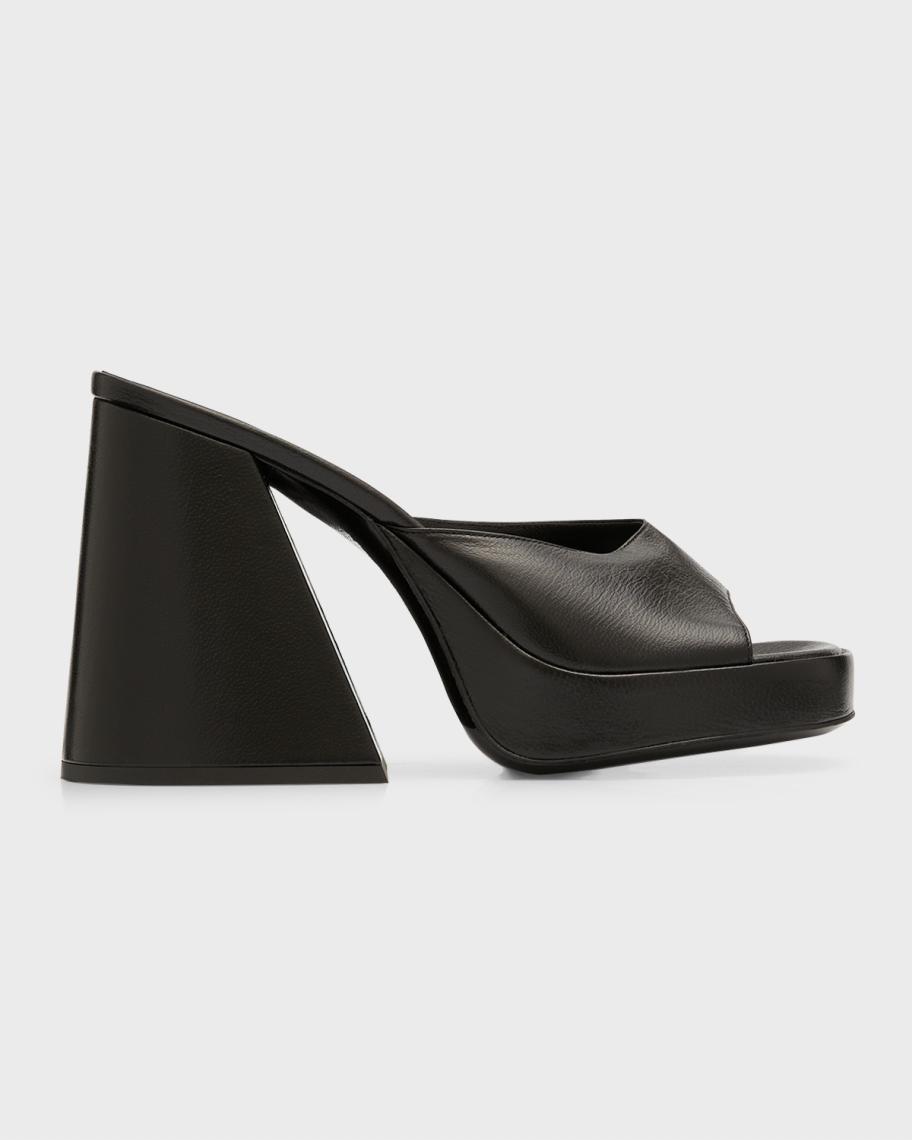 SIMONMILLER Slice Leather Platform Mule Sandals | Neiman Marcus