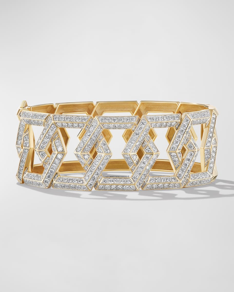 David Yurman Carlyle Bracelet with Diamonds in 18K Gold, 24mm, Size L ...
