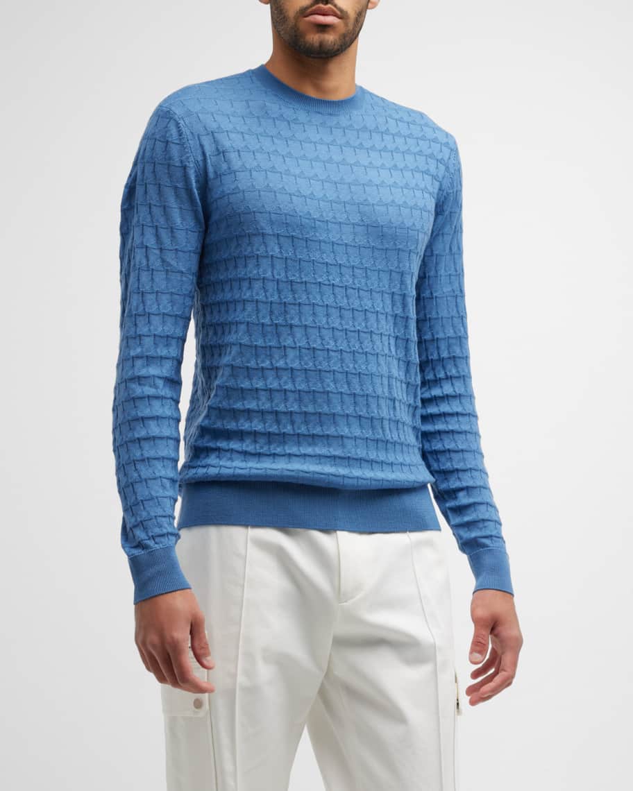 Emporio Armani Men's Wool Textured Crewneck Sweater | Neiman Marcus